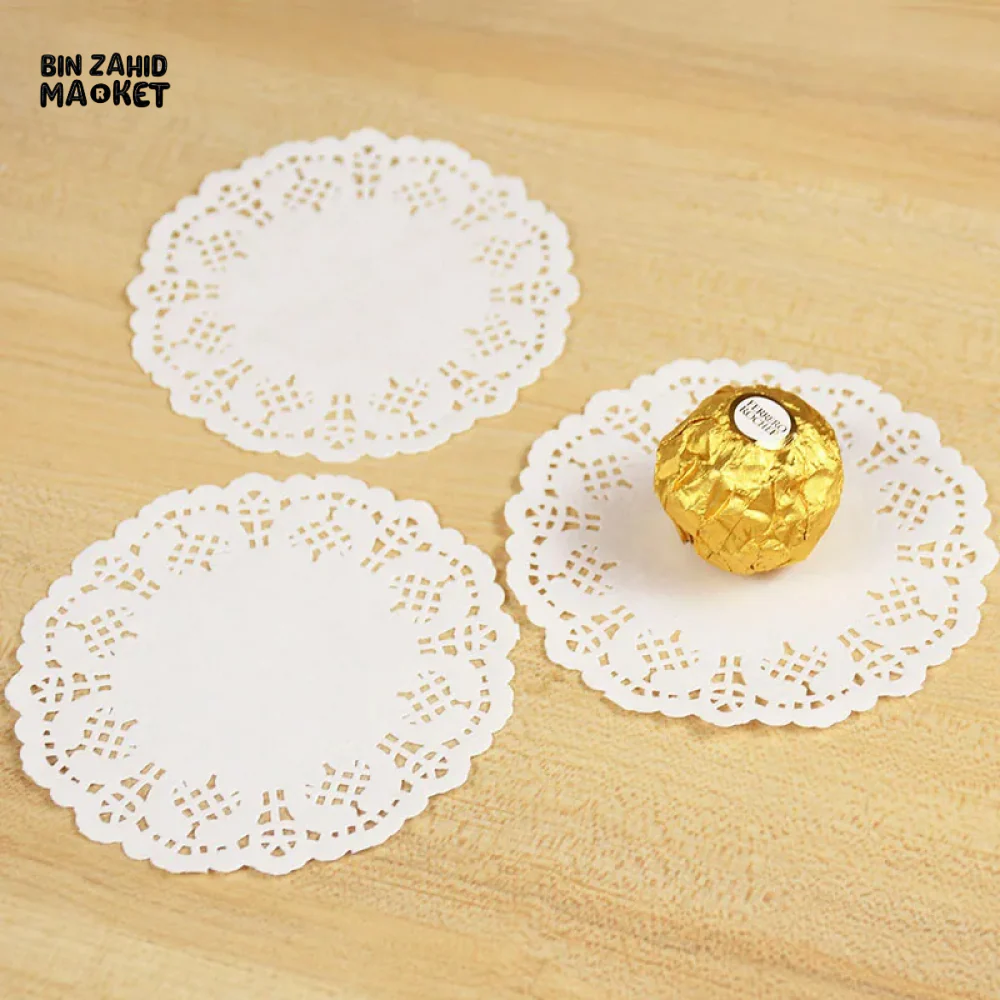 100 PIECES 215MM WHITE LACE DOILIES PAPER COASTERS PLACEMATS PARTY DECOR - Image 2