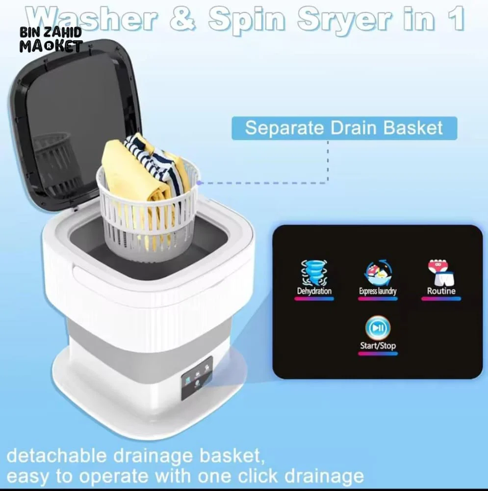 11L FOLDABLE MINI WASHING MACHINE WITH BUILT-IN DRAIN PIPE & READY-TO-USE DRYER – PORTABLE LAUNDRY SOLUTION FOR HOME & TRAVEL - Image 2
