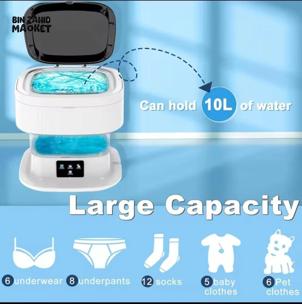 11L FOLDABLE MINI WASHING MACHINE WITH BUILT-IN DRAIN PIPE & READY-TO-USE DRYER – PORTABLE LAUNDRY SOLUTION FOR HOME & TRAVEL - Image 4