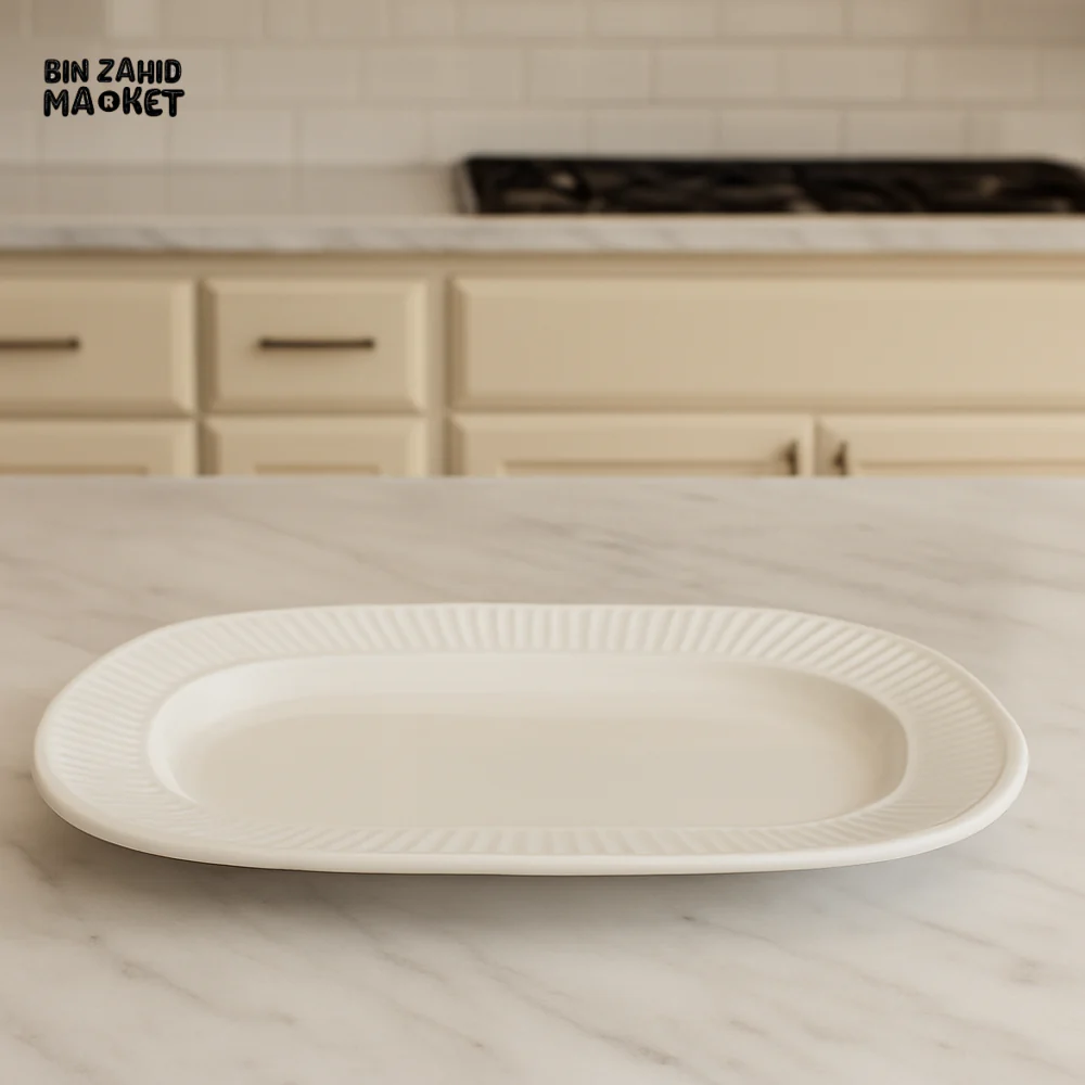 12.5" OVAL PORCELAIN SERVING PLATE – ELEGANT WHITE DINNERWARE TRAY FOR LUXURY TABLE SETTING