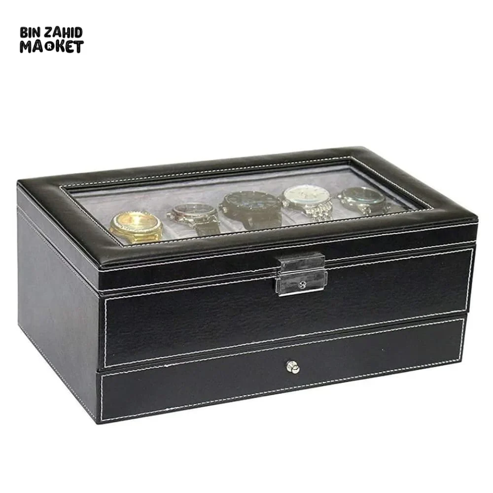 12X SLOTS DOUBLE LAYERS LEATHER WATCH STORAGE BOX - Image 3