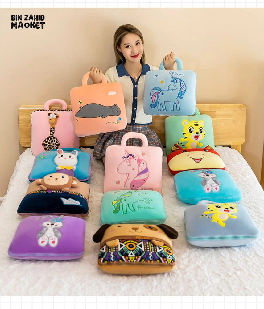 2-IN-1 PILLOW QUILT – MULTIFUNCTIONAL FOLDING BLANKET & OFFICE NAP PILLOW RANDOM COLORS - Image 11