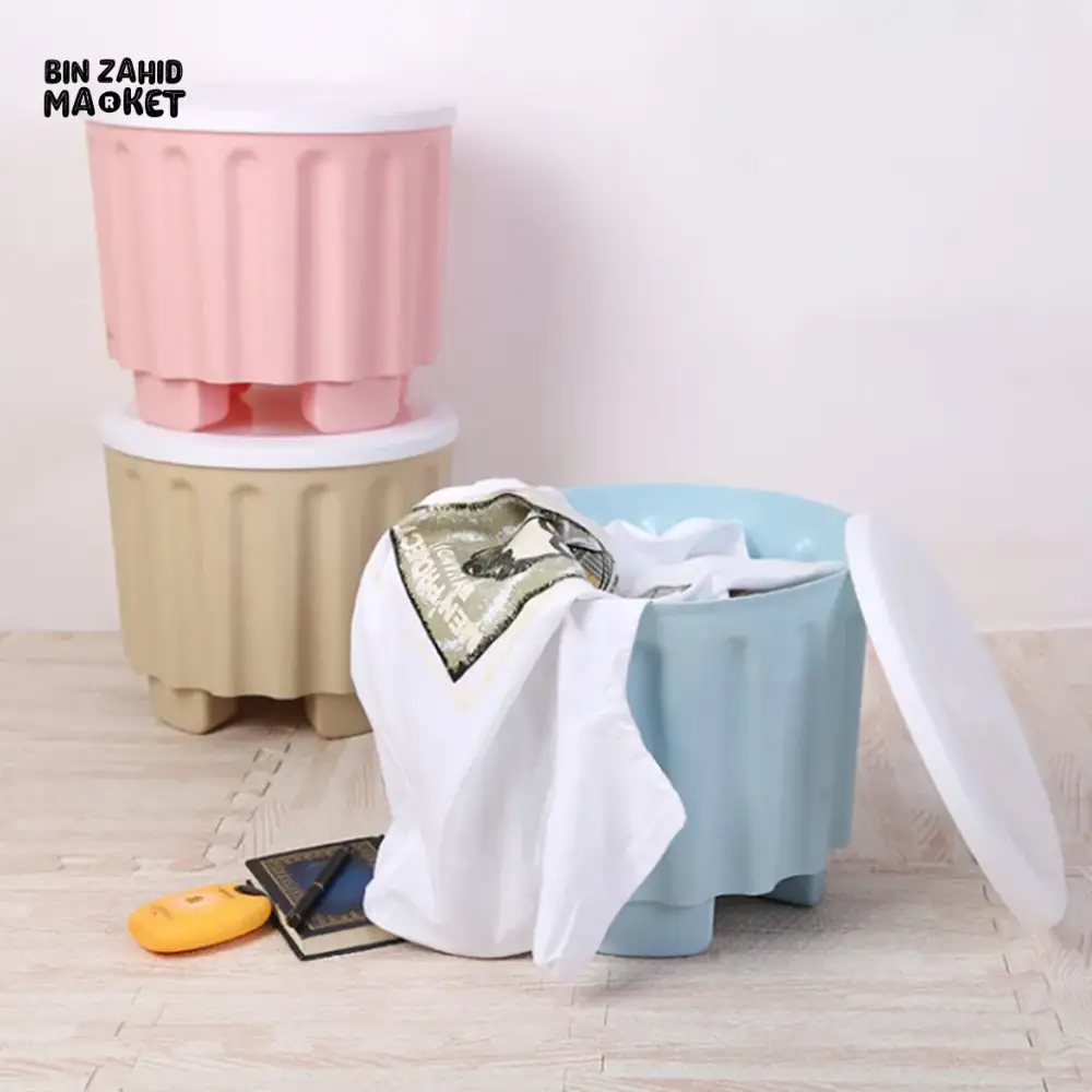 2 PIECES PLASTIC STORAGE CHAIR OTTOMAN FURNITURE FOR LIVING ROOM - Image 9