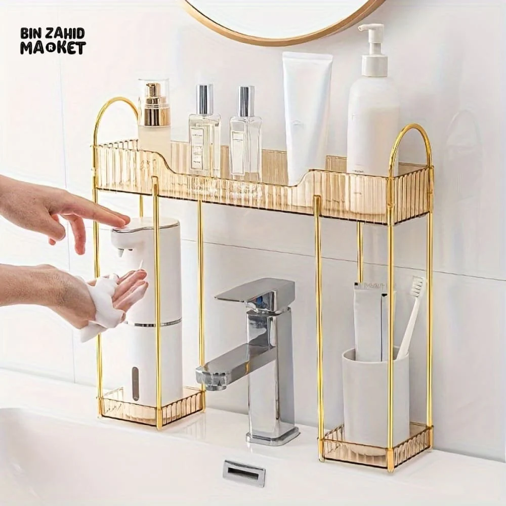 2-TIER BATHROOM ORGANIZER – VERSATILE PLASTIC COUNTERTOP SHELF FOR COSMETICS & TOILETRIES - Image 2