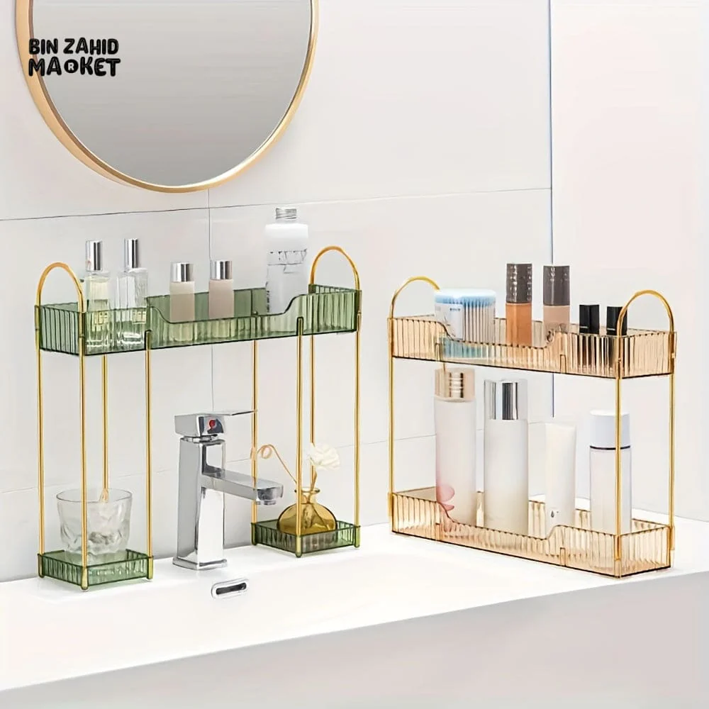 2-TIER BATHROOM ORGANIZER – VERSATILE PLASTIC COUNTERTOP SHELF FOR COSMETICS & TOILETRIES - Image 3
