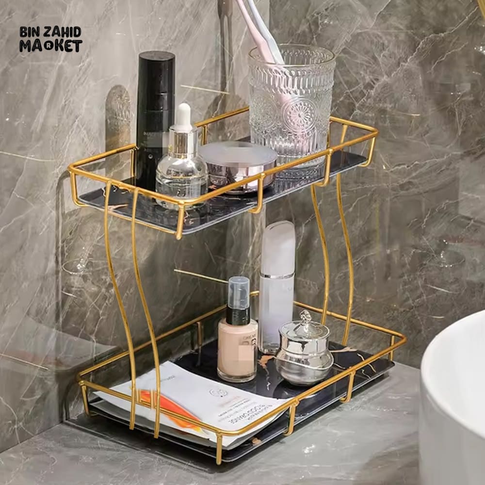 2-TIER RECTANGULAR GOLDEN VANITY STAND - Image 3