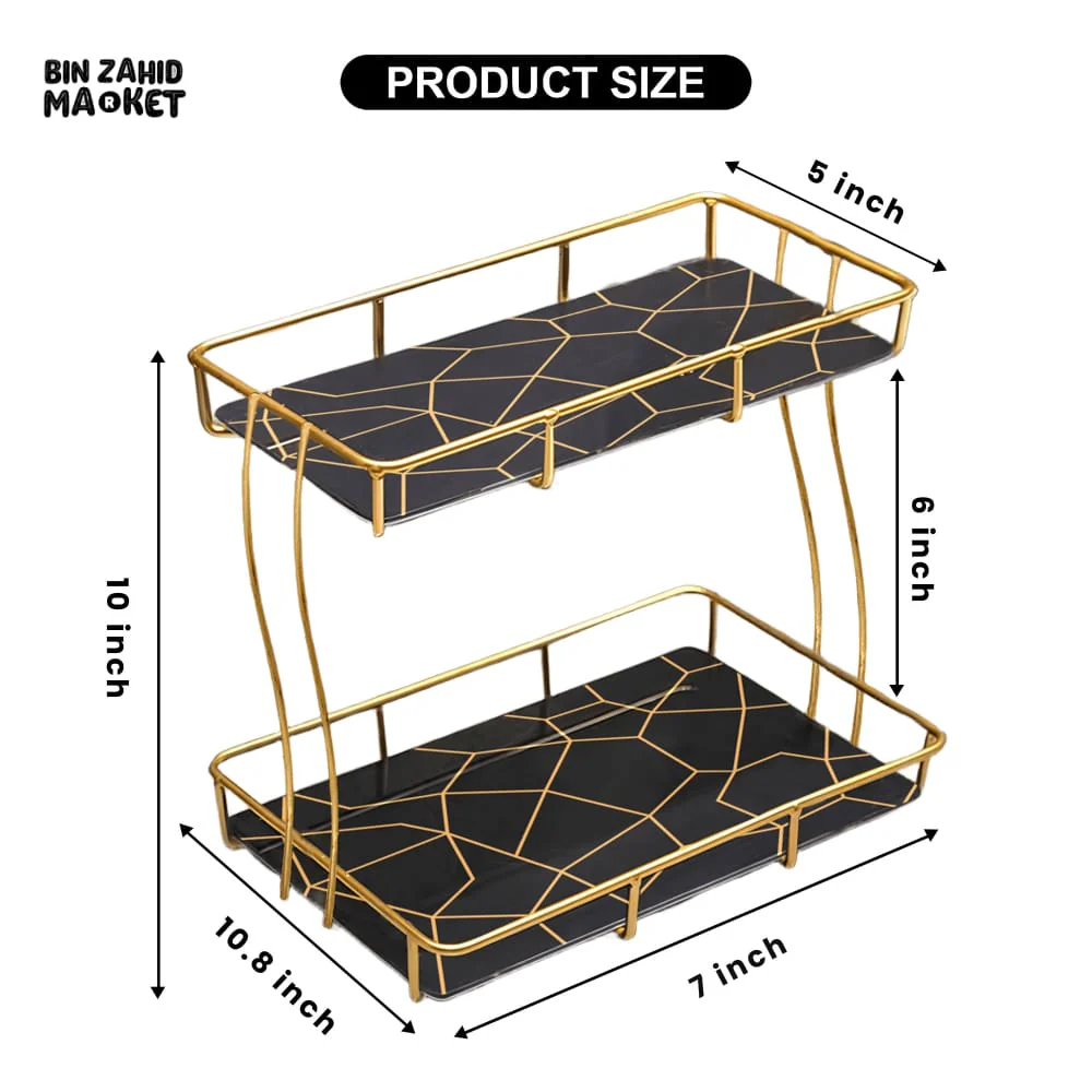 2-TIER RECTANGULAR GOLDEN VANITY STAND - Image 4