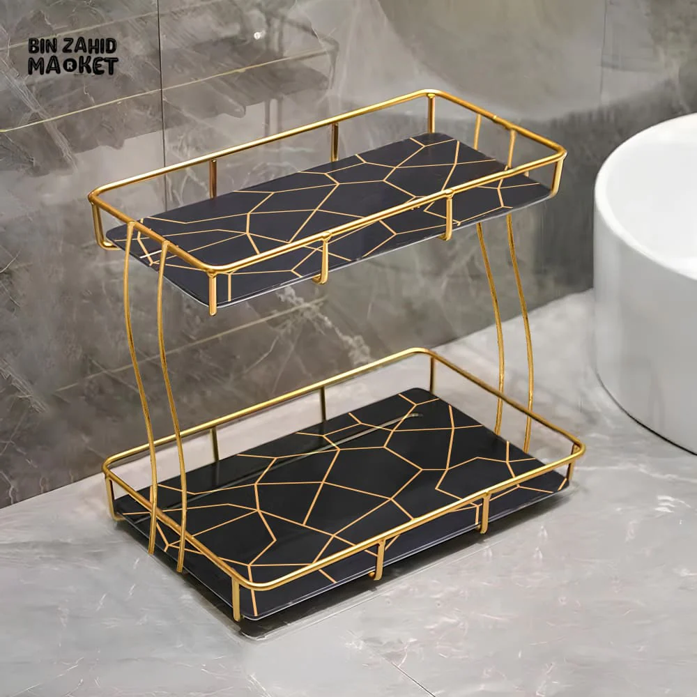 2-TIER RECTANGULAR GOLDEN VANITY STAND - Image 5