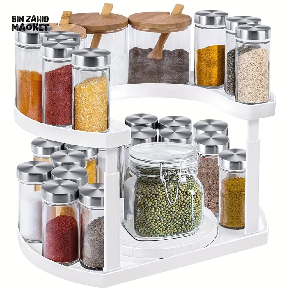 2-TIER SPICE RACK ORGANIZER – 360° ROTATABLE, HEIGHT-ADJUSTABLE DESIGN - Image 10
