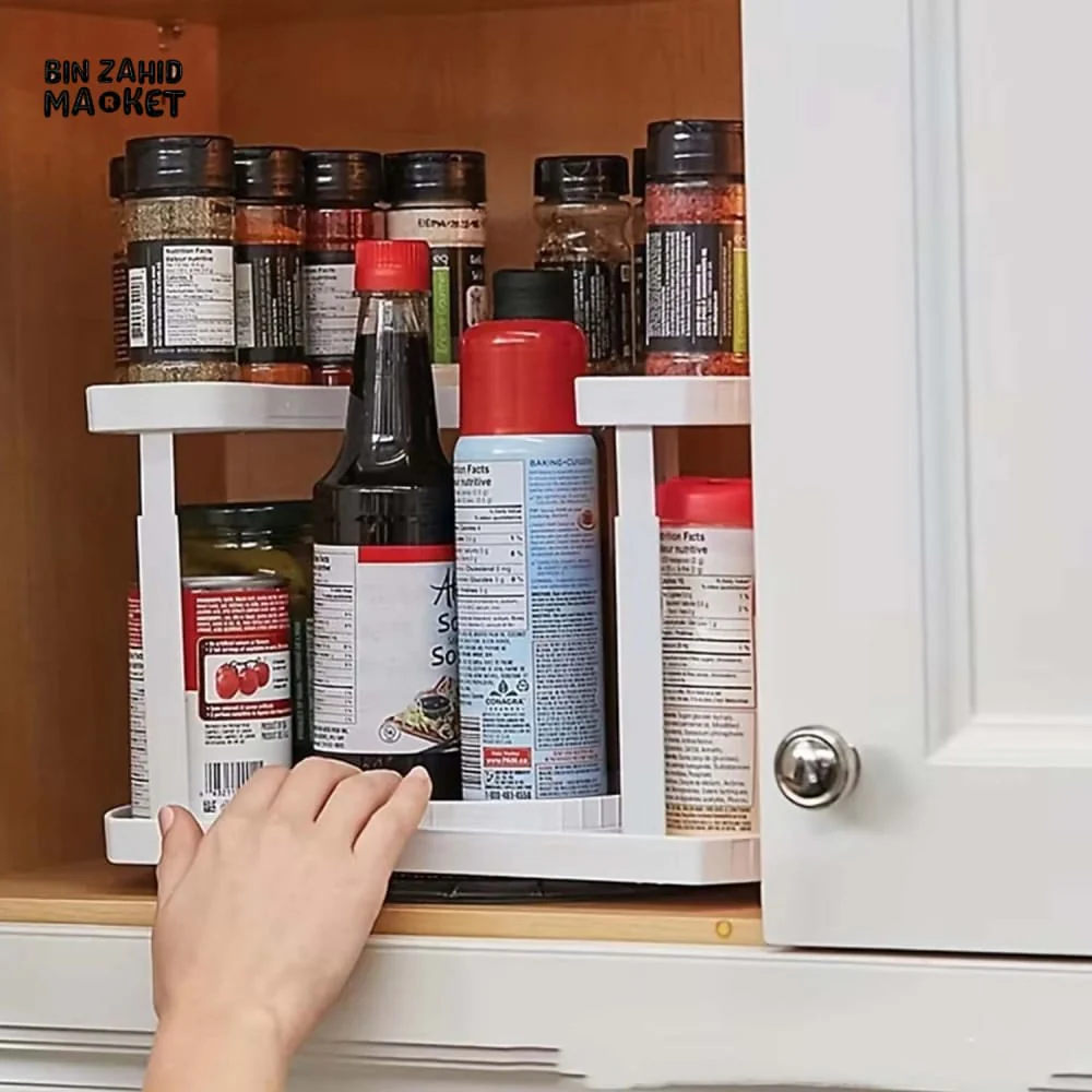 2-TIER SPICE RACK ORGANIZER – 360° ROTATABLE, HEIGHT-ADJUSTABLE DESIGN - Image 5