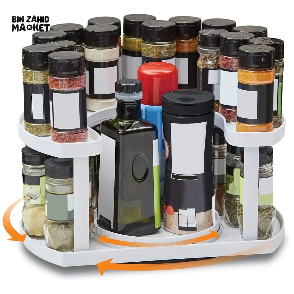 2-TIER SPICE RACK ORGANIZER – 360° ROTATABLE, HEIGHT-ADJUSTABLE DESIGN - Image 8