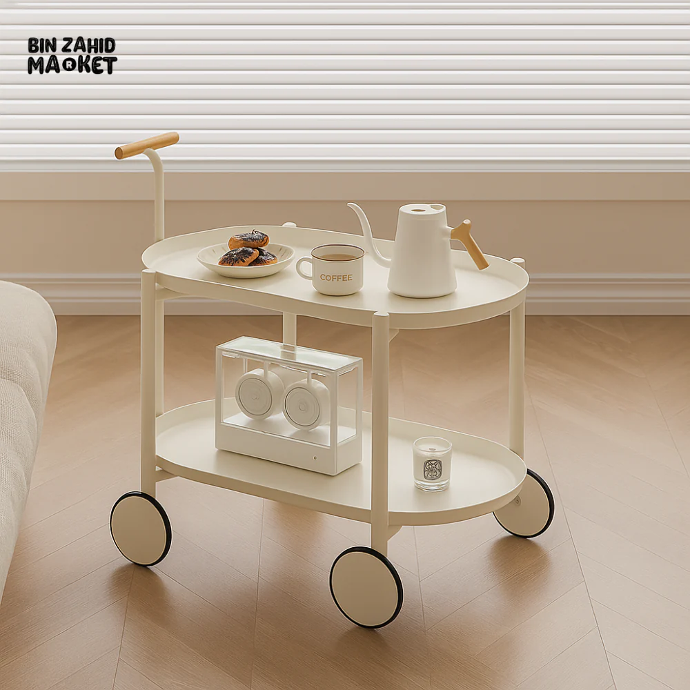 2 TIER UTILITY STORAGE COFFEE & TEA SERVING TROLLEY