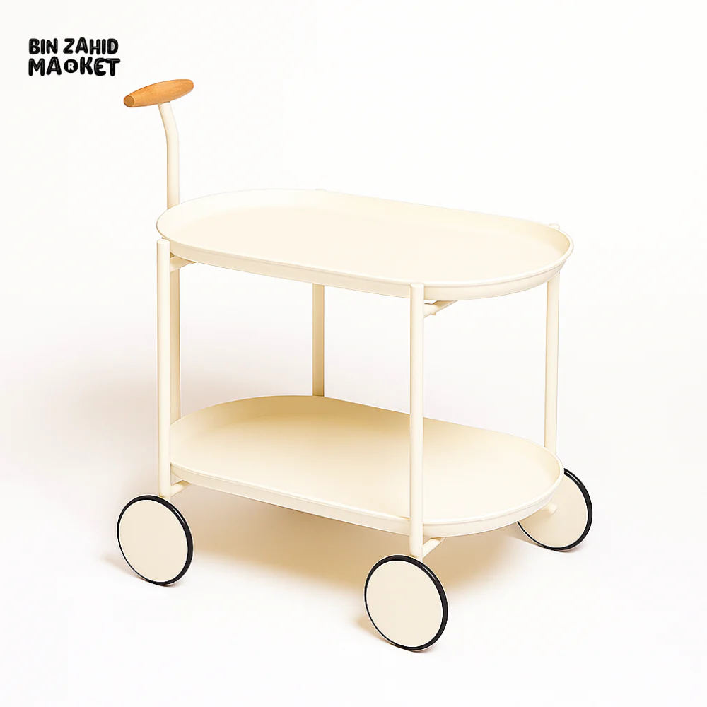 2 TIER UTILITY STORAGE COFFEE & TEA SERVING TROLLEY - Image 2