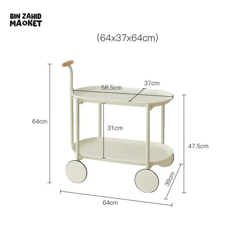 2 TIER UTILITY STORAGE COFFEE & TEA SERVING TROLLEY - Image 4