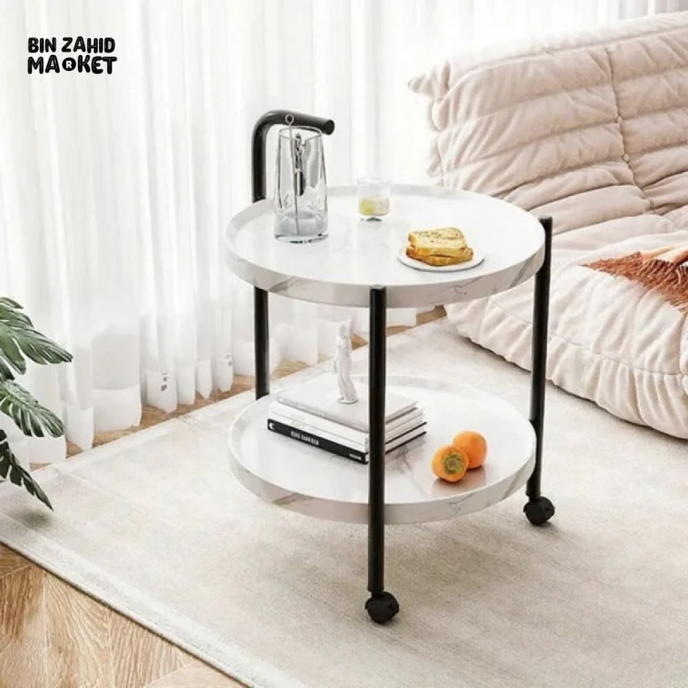 2 TIER WOODEN SERVING TROLLEY - Image 4