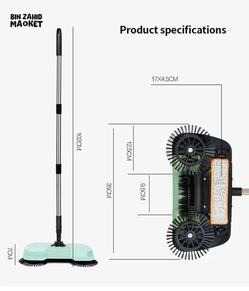 3-IN-1 MAGIC BROOM MOP – HAND PUSH FLOOR SWEEPER DUST COLLECTOR & WET CLEANER - Image 3