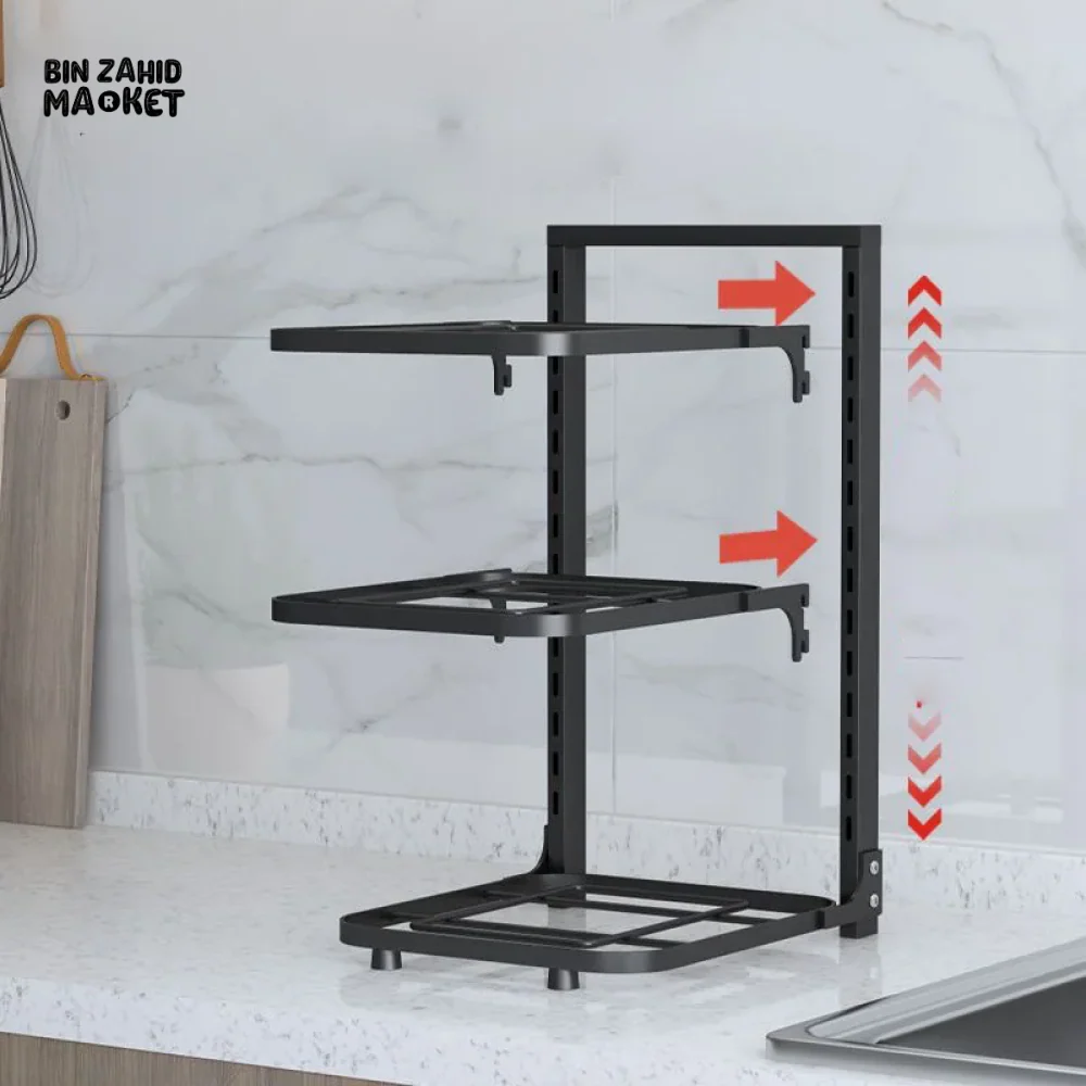 3-LAYER ADJUSTABLE POT RACK KITCHEN STORAGE ORGANIZER LID & PAN HOLDER - Image 6