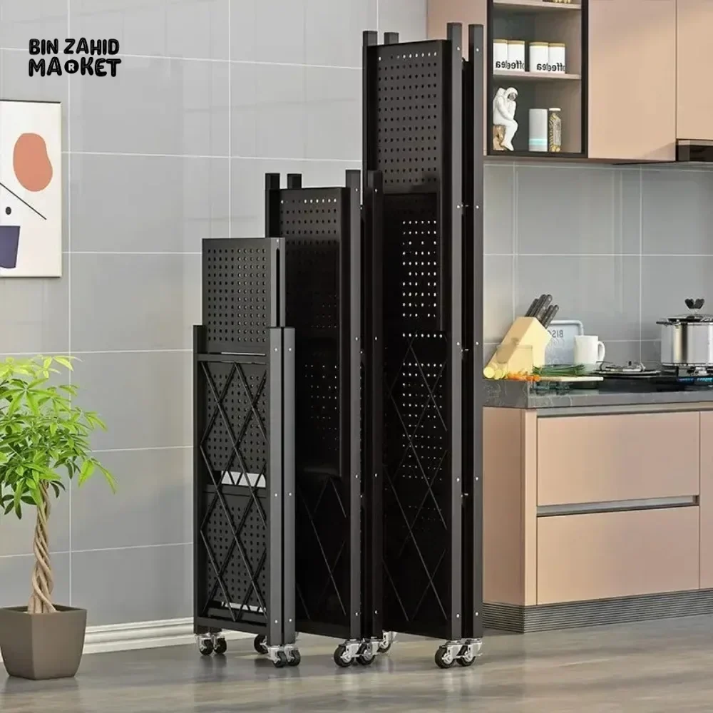 3 LAYER FOLDABLE METAL STORAGE SHELVES MULTIFUNCTIONAL KITCHEN LIVING ROOM RACK - Image 4