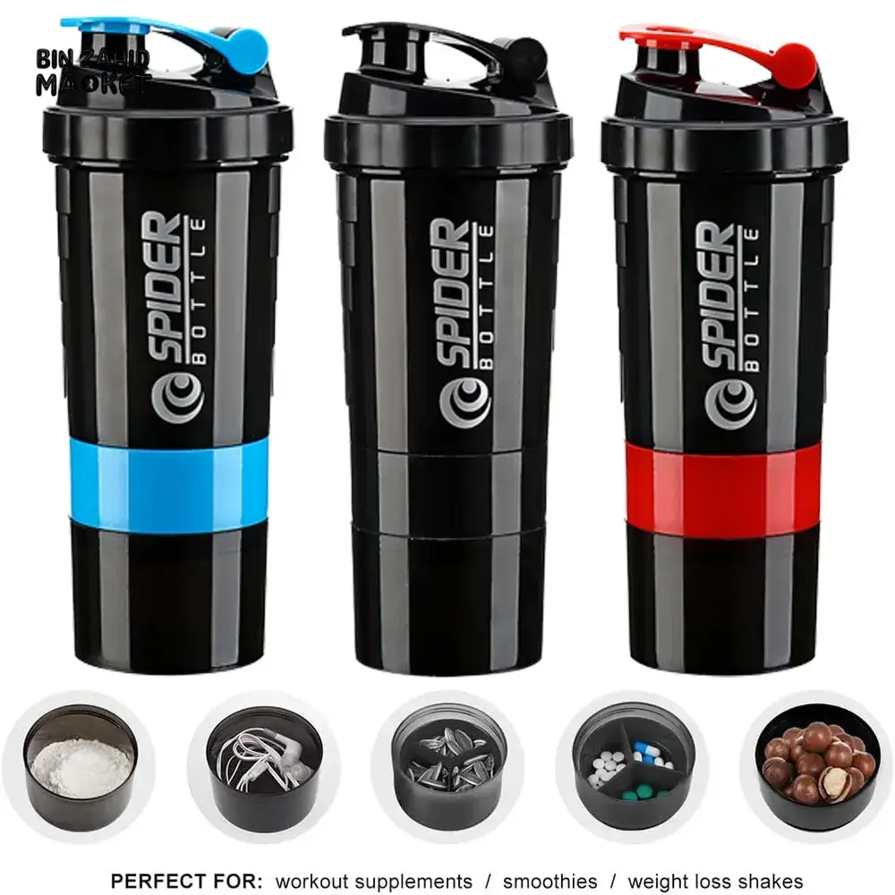 3-LAYER PROTEIN SHAKER BOTTLE – POWDER STORAGE MIXING CUP FOR GYM - Image 3