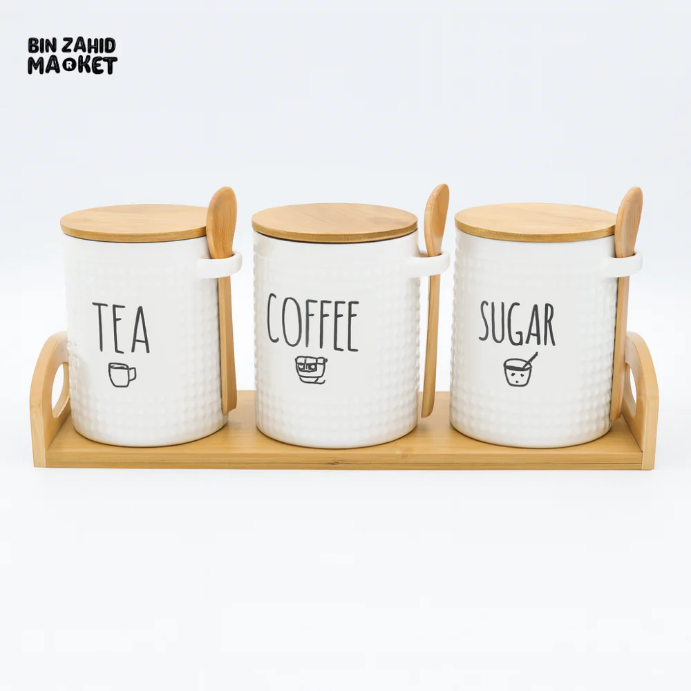 3-PIECE CERAMIC JAR SET WITH SPOON - Image 2