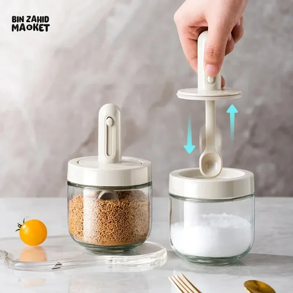 3 PIECE GLASS SEASONING BOTTLES WITH SPOON LEAK-PROOF MOISTURE-PROOF - Image 2