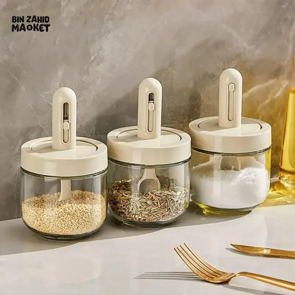 3 PIECE GLASS SEASONING BOTTLES WITH SPOON LEAK-PROOF MOISTURE-PROOF - Image 3