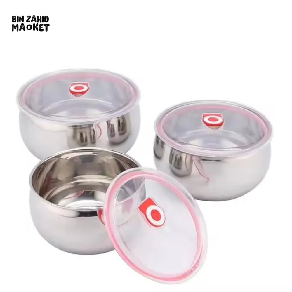 3-PIECE STAINLESS STEEL CONTAINER SET – AIRTIGHT FOOD STORAGE WITH PLASTIC LIDS - Image 2