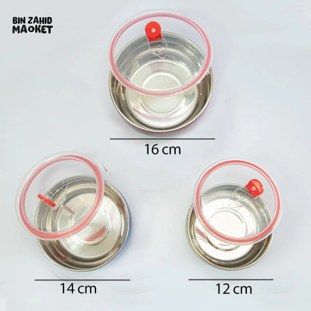 3-PIECE STAINLESS STEEL CONTAINER SET – AIRTIGHT FOOD STORAGE WITH PLASTIC LIDS - Image 5