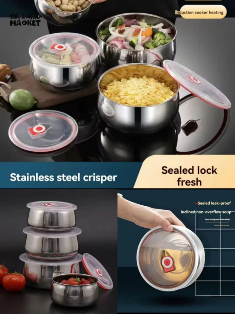 3-PIECE STAINLESS STEEL CONTAINER SET – AIRTIGHT FOOD STORAGE WITH PLASTIC LIDS - Image 6