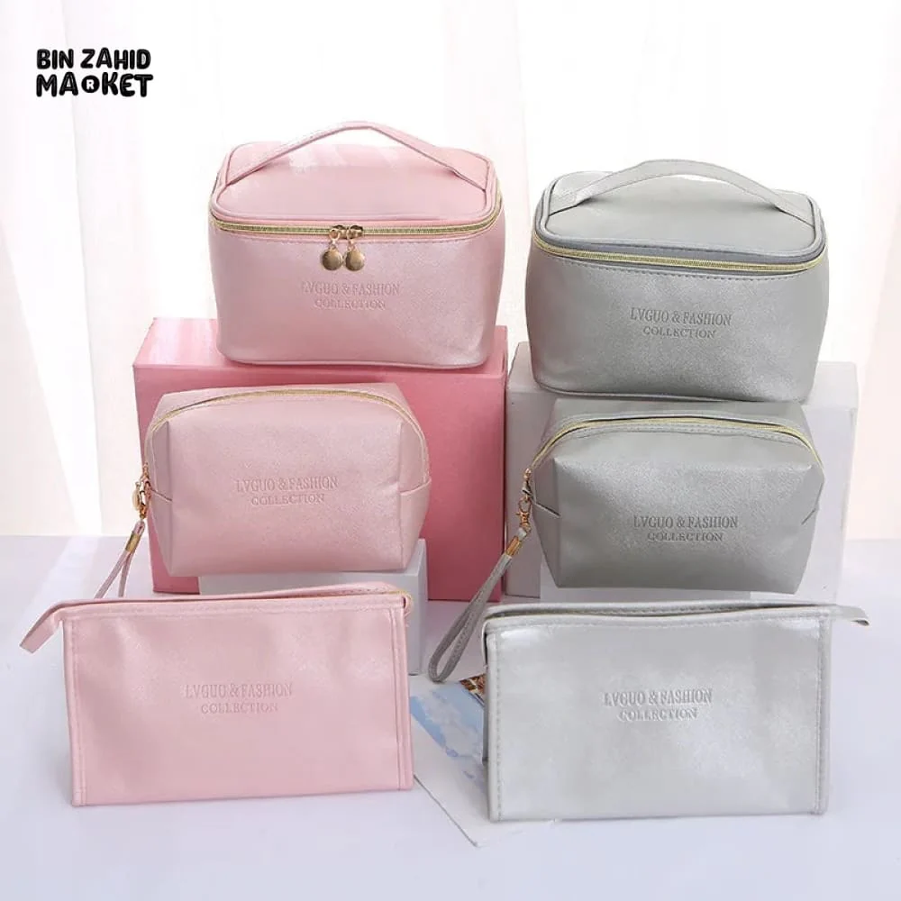 3 PIECES PU TRAVEL COSMETIC BAG - Image 3
