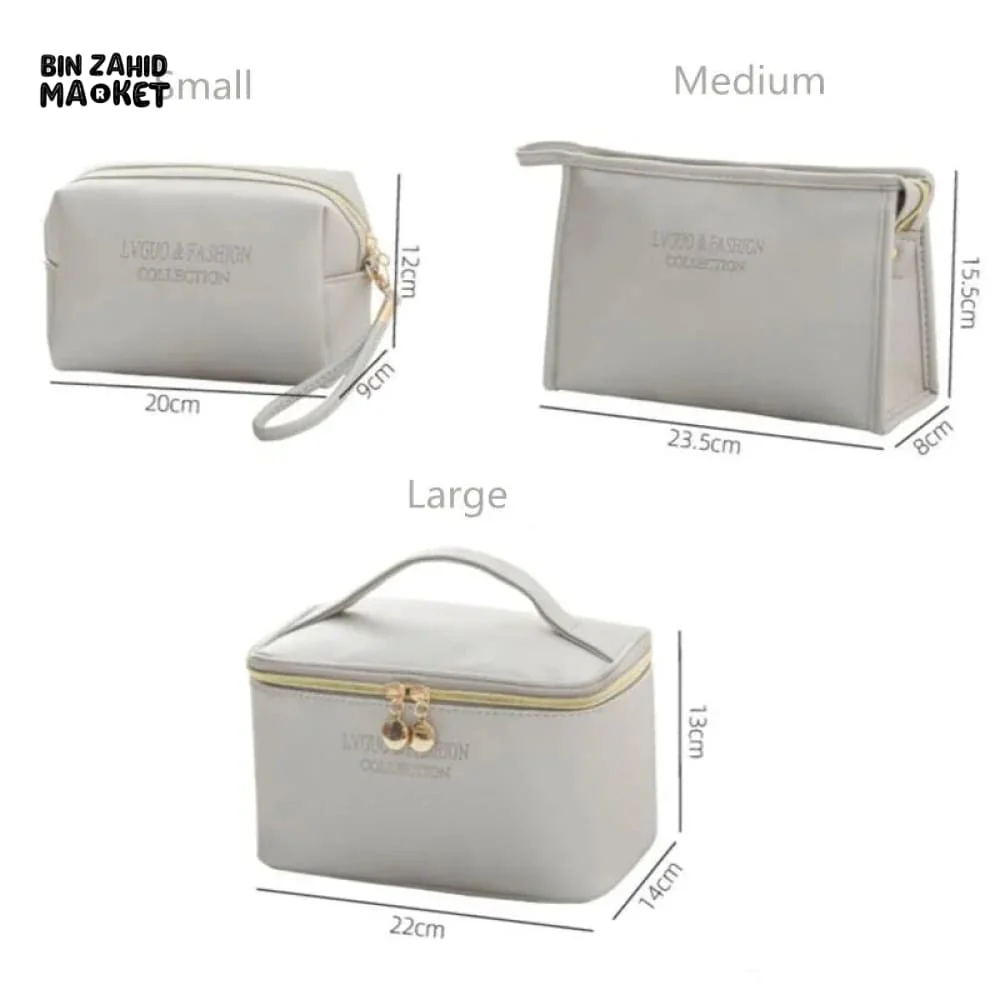 3 PIECES PU TRAVEL COSMETIC BAG - Image 8