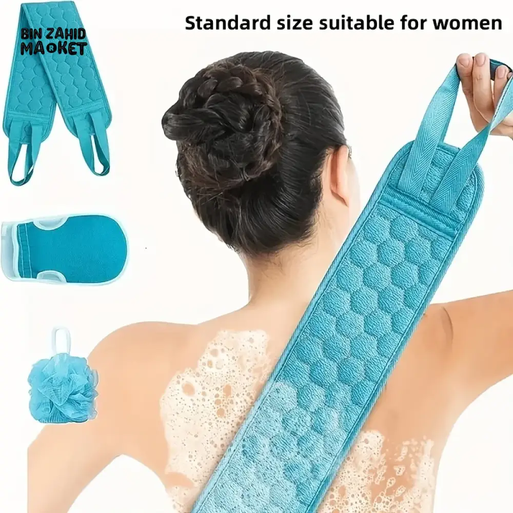 3 PIECES SET – BATH SCRUB BACK BELT BODY WASH TOWEL & SPA GLOVE FOR FULL BODY CLEANSE - Image 3