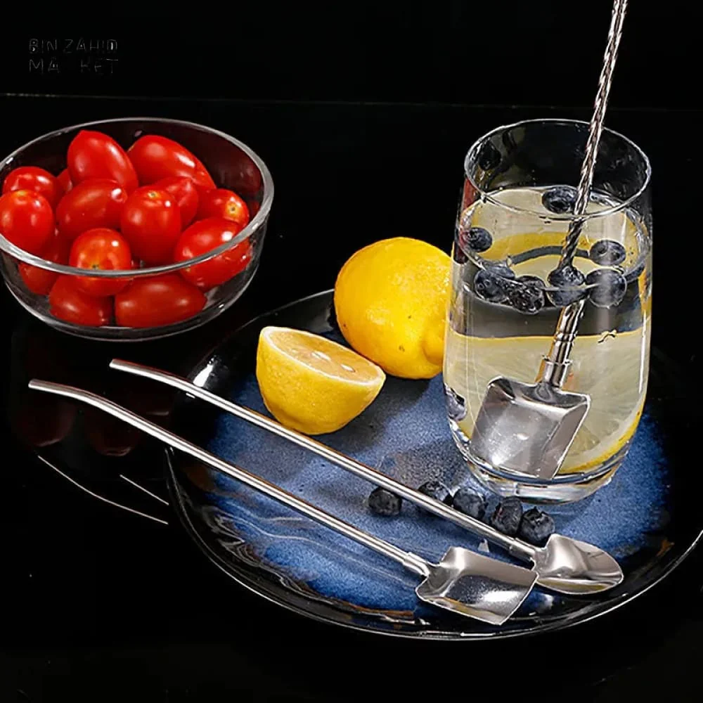 3 PIECES SET REUSABLE STEEL SPOON STRAW - Image 5
