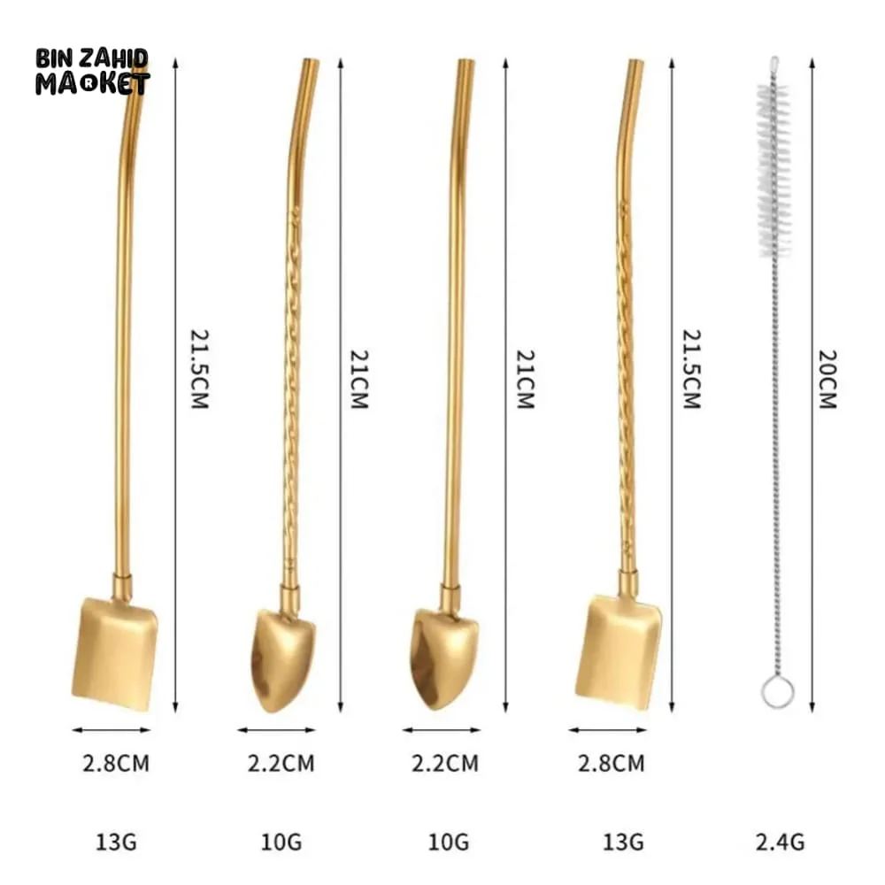 3 PIECES SET REUSABLE STEEL SPOON STRAW - Image 7