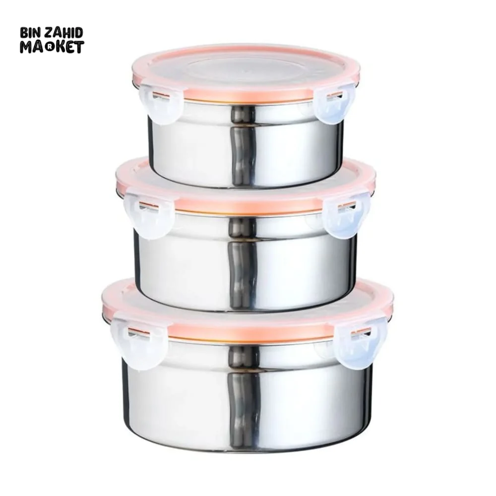 3 PIECES STAINLESS STEEL LUNCH & STORAGE BOXES – 304 GRADE AIRTIGHT & MULTI-PURPOSE - Image 13