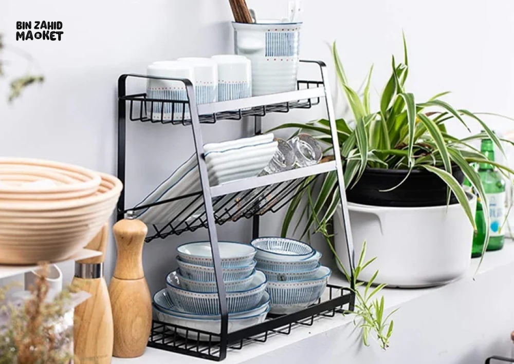 3 TIER SPICE RACK KITCHEN STORAGE SHELF METAL WITH GUARDRAIL - Image 7
