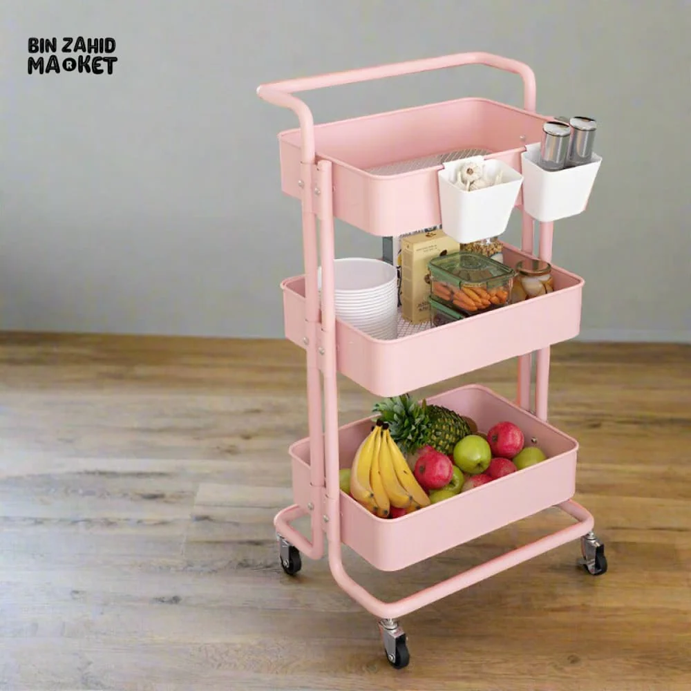 3-TIERS METAL TROLLEY CART WITH WHEELS - Image 12