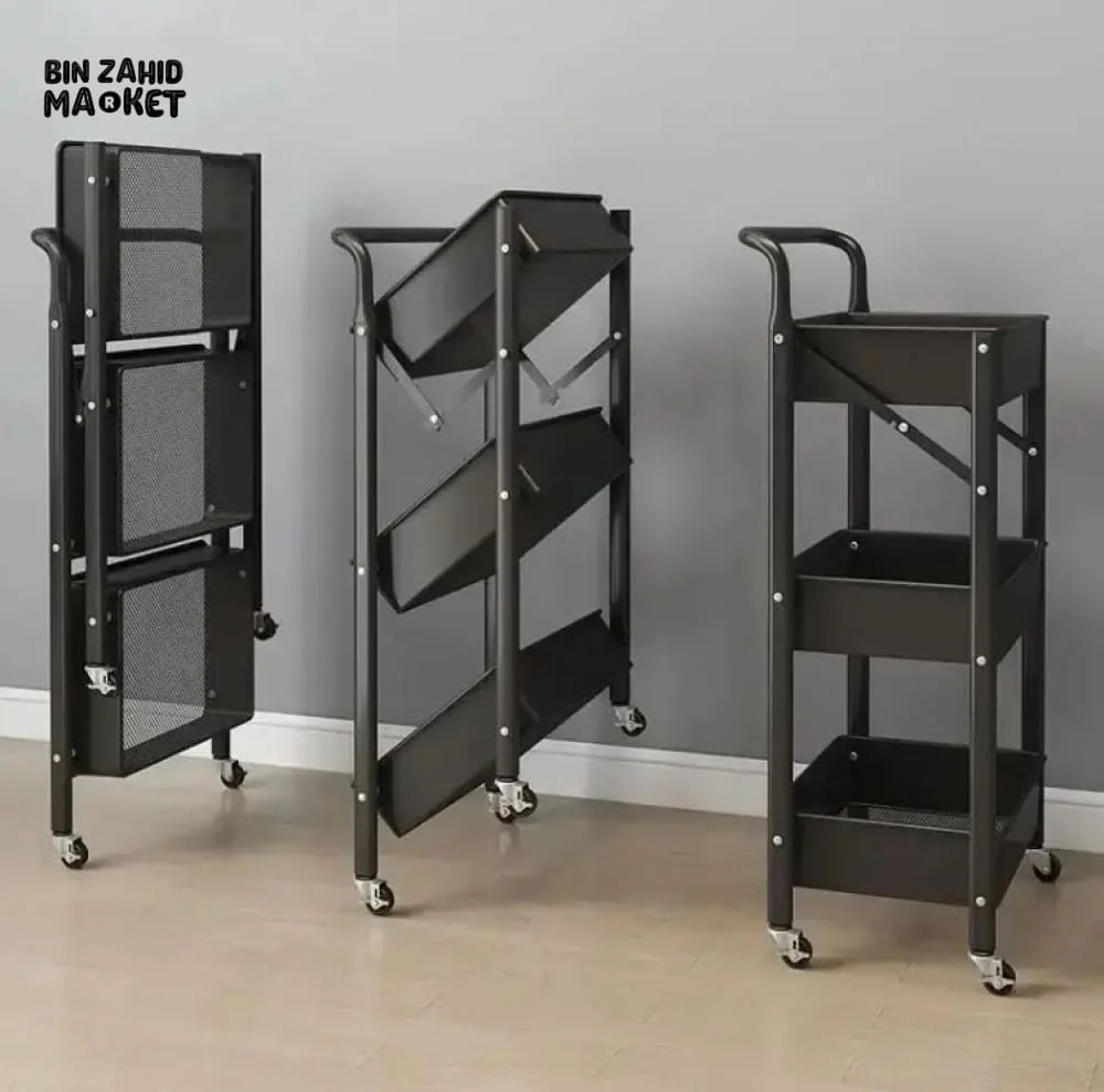 3-TIERS METAL TROLLEY CART WITH WHEELS - Image 4