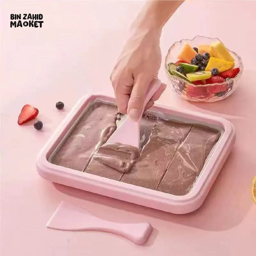 304 STAINLESS STEEL ICE CREAM ROLL MACHINE WITH SCOOP – RECTANGULAR DEEPENED COLD PLATE SORBET MAKER FOR HOME - Image 2