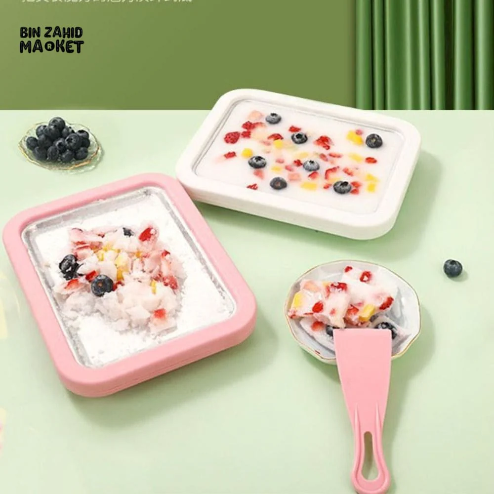 304 STAINLESS STEEL ICE CREAM ROLL MACHINE WITH SCOOP – RECTANGULAR DEEPENED COLD PLATE SORBET MAKER FOR HOME - Image 4