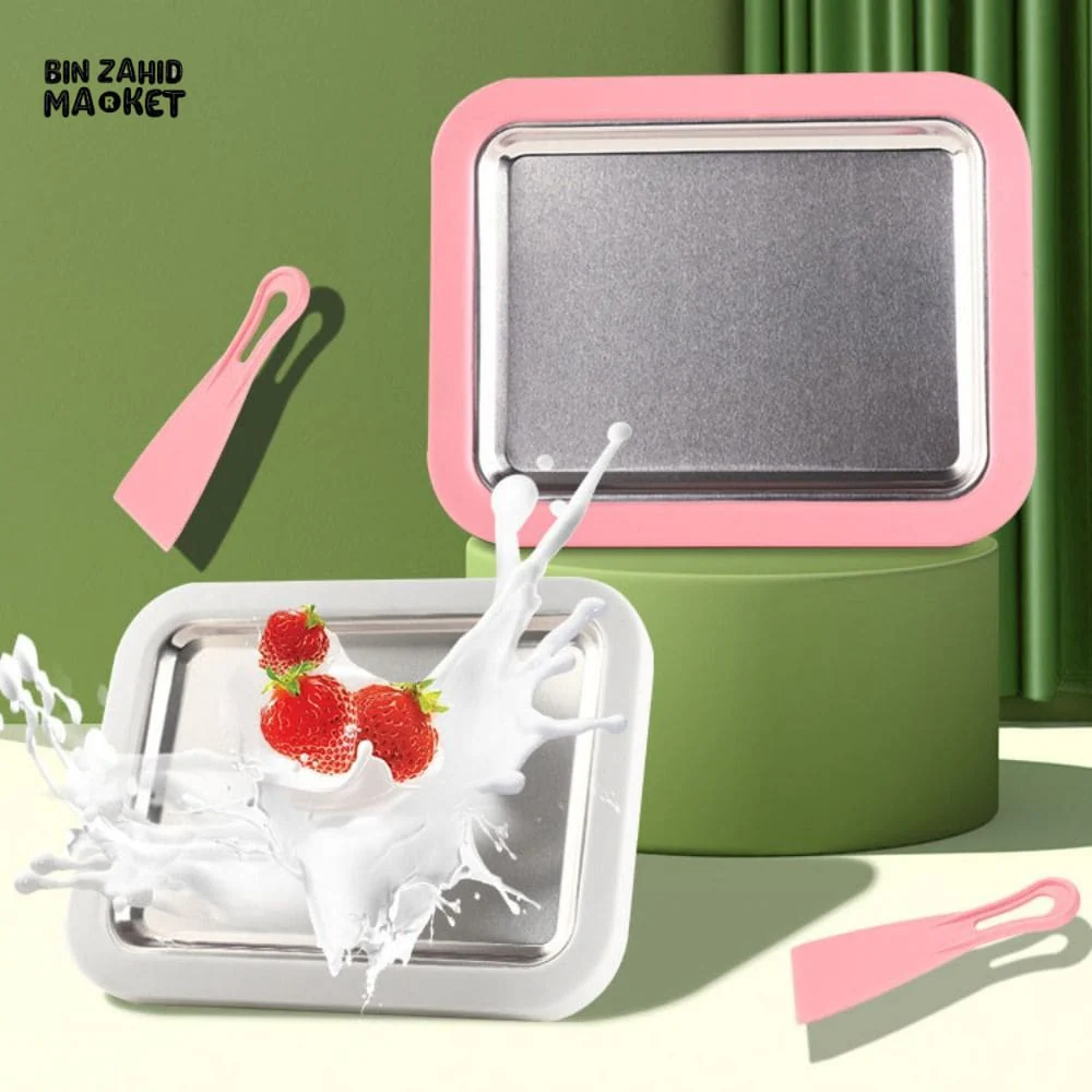 304 STAINLESS STEEL ICE CREAM ROLL MACHINE WITH SCOOP – RECTANGULAR DEEPENED COLD PLATE SORBET MAKER FOR HOME - Image 7