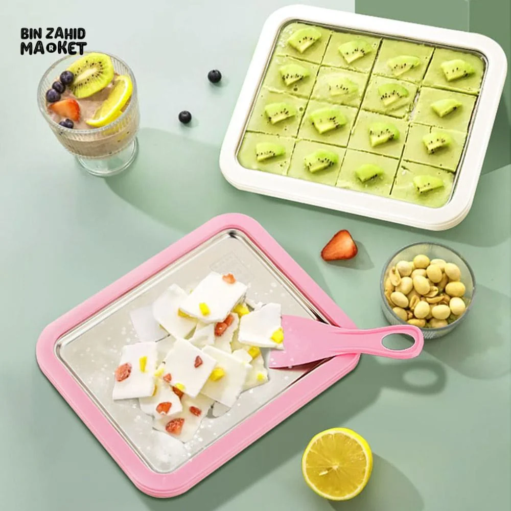 304 STAINLESS STEEL ICE CREAM ROLL MACHINE WITH SCOOP – RECTANGULAR DEEPENED COLD PLATE SORBET MAKER FOR HOME - Image 8