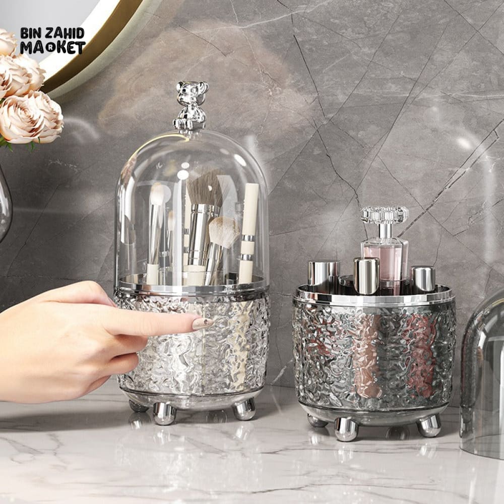 360° ROTATING ACRYLIC MAKEUP BRUSH HOLDER WITH 6 SLOTS – VANITY COUNTERTOP ORGANIZER - Image 2