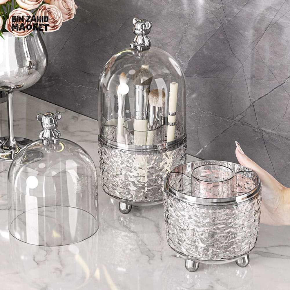 360° ROTATING ACRYLIC MAKEUP BRUSH HOLDER WITH 6 SLOTS – VANITY COUNTERTOP ORGANIZER - Image 3