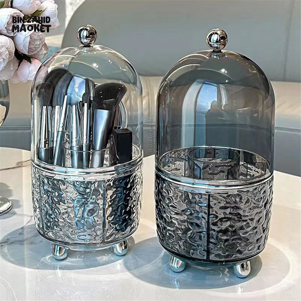 360° ROTATING ACRYLIC MAKEUP BRUSH HOLDER WITH 6 SLOTS – VANITY COUNTERTOP ORGANIZER - Image 4