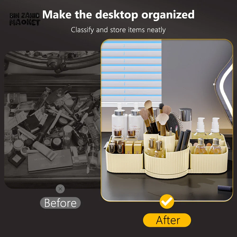 360° ROTATING COSMETIC STORAGE BOX – MULTIFUNCTIONAL SHELF WITH LARGE STORAGE - Image 6
