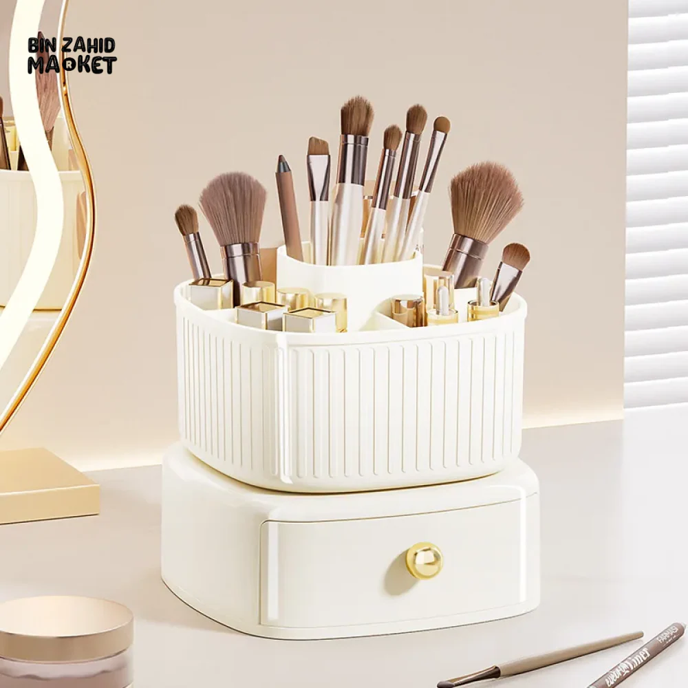 360° ROTATING MAKEUP BRUSH BOX WITH DRAWER ORGANIZER FOR VANITY - Image 3