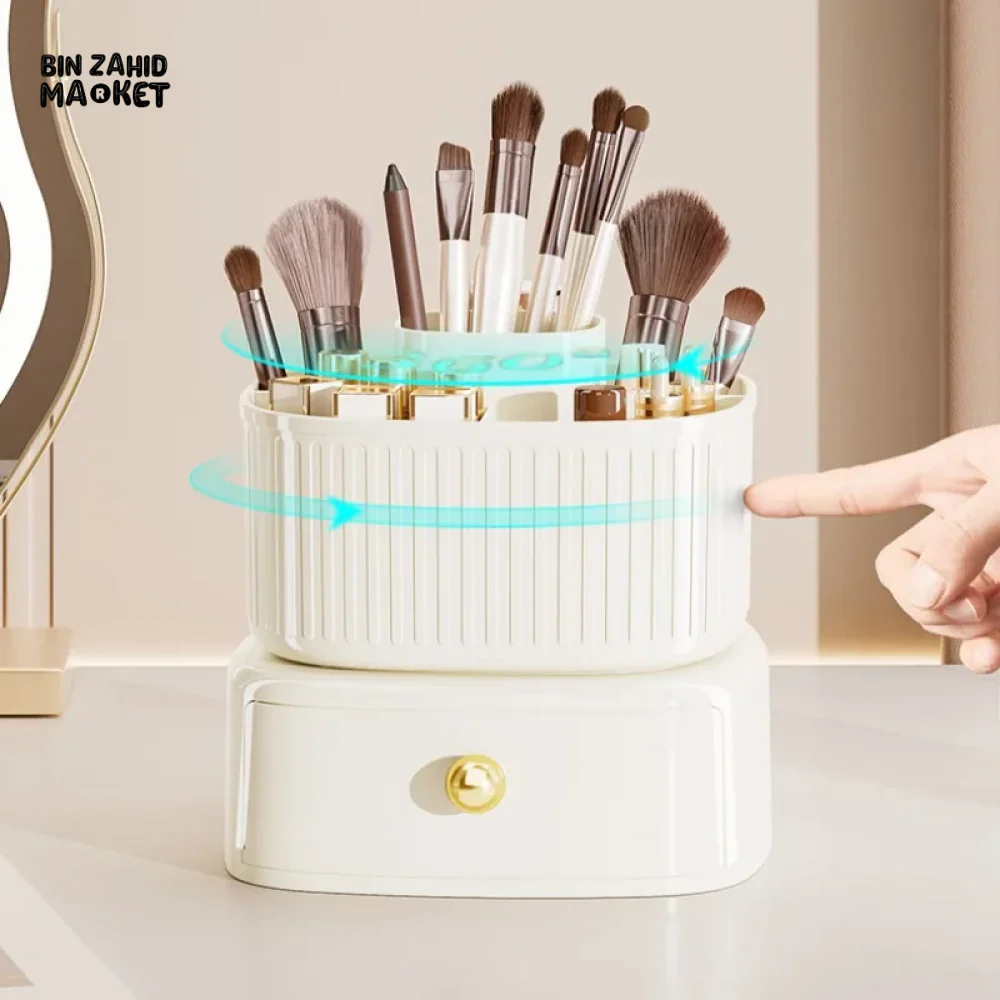 360° ROTATING MAKEUP BRUSH BOX WITH DRAWER ORGANIZER FOR VANITY - Image 5