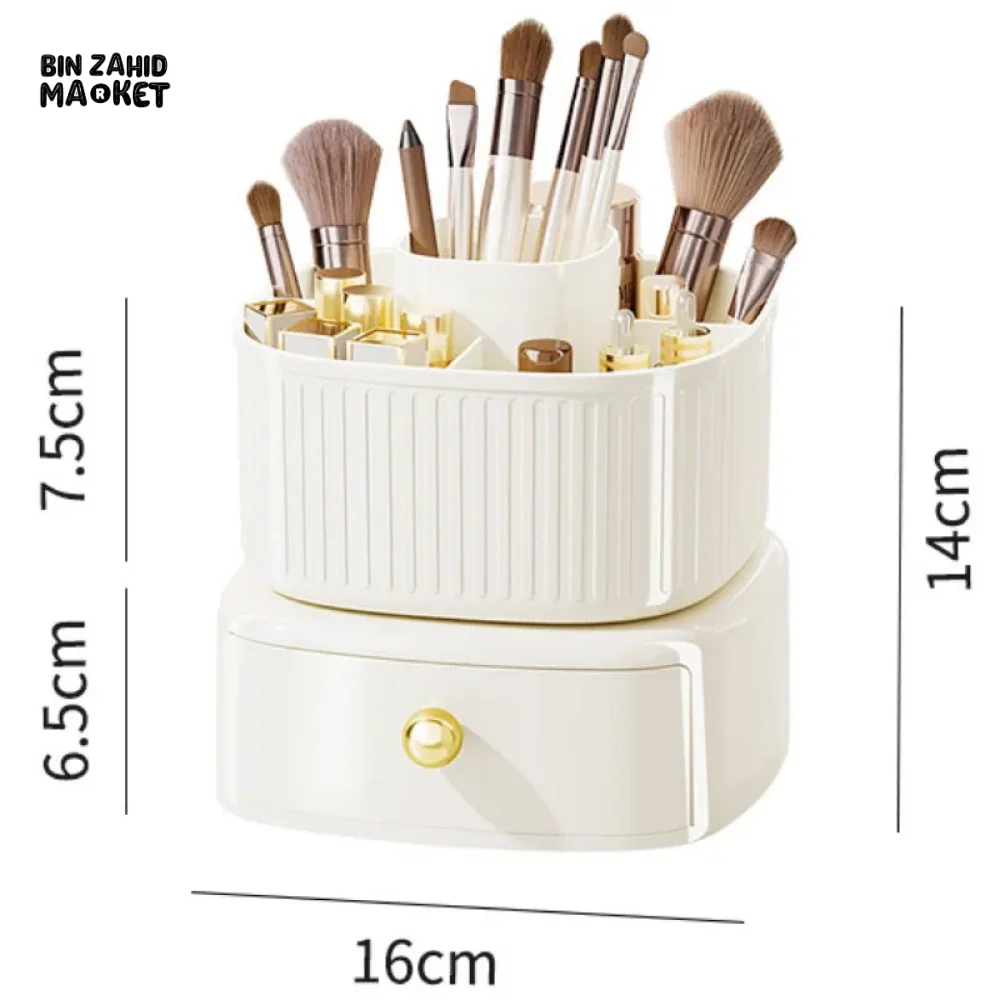 360° ROTATING MAKEUP BRUSH BOX WITH DRAWER ORGANIZER FOR VANITY - Image 6