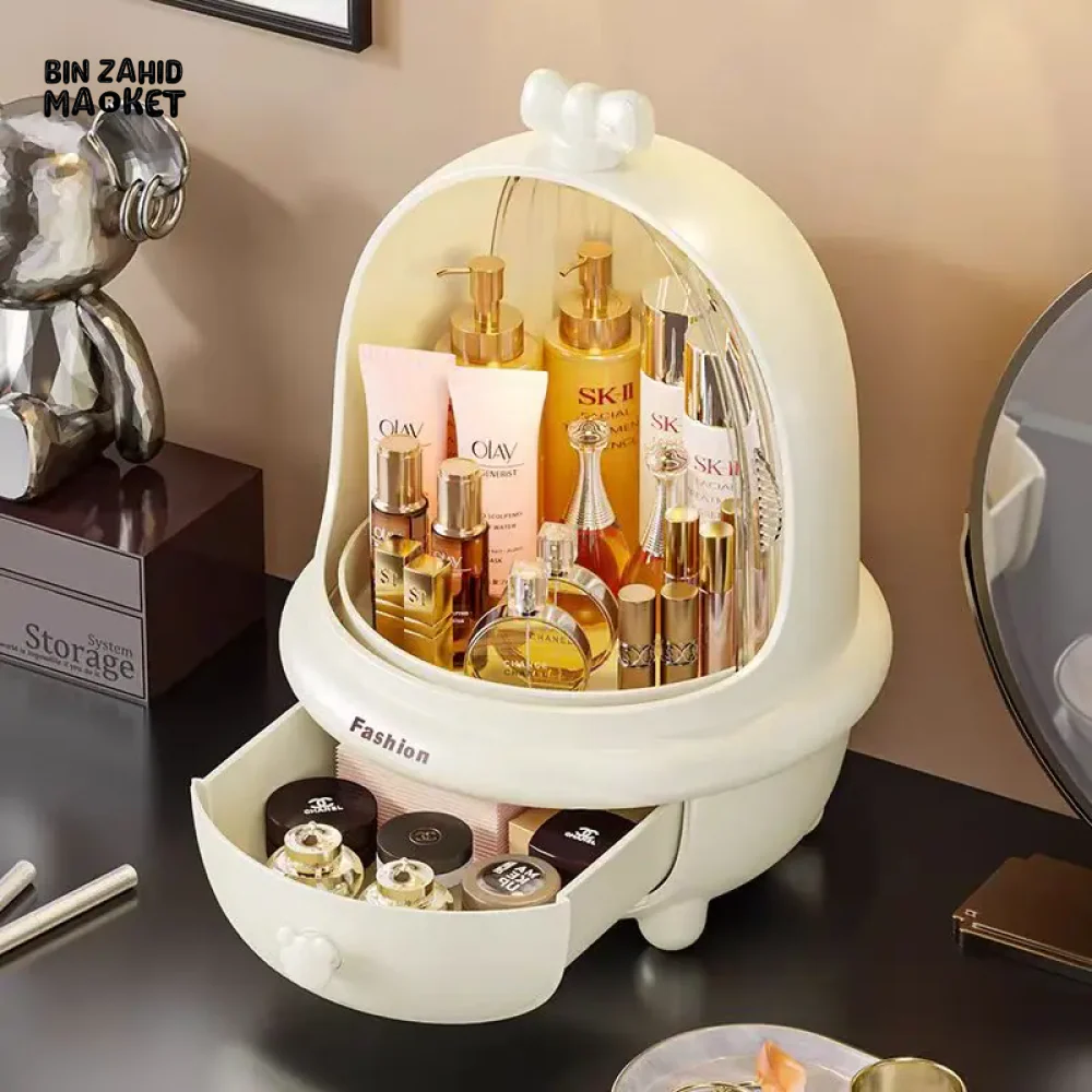 360° ROTATING MAKEUP ORGANIZER – DUST & WATER-PROOF LARGE STORAGE BOX - Image 2